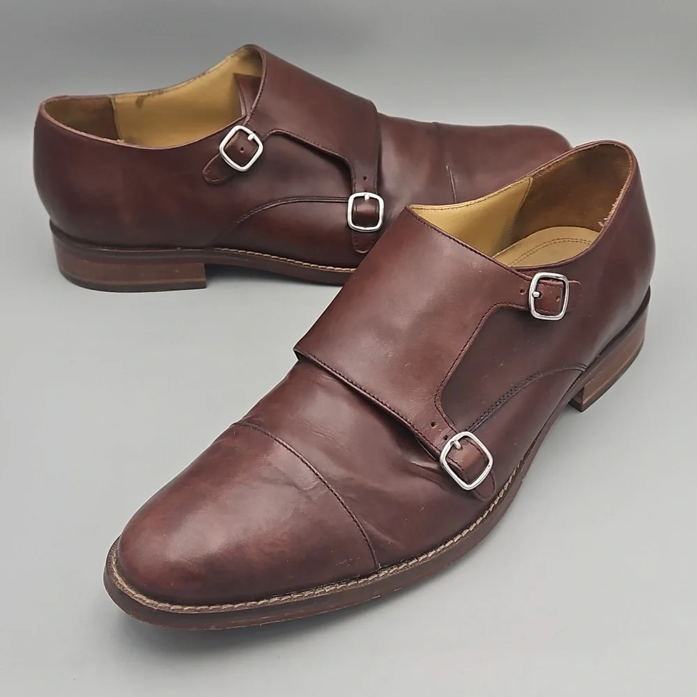 Cole Haan Grand OS Double Monk Strap Oxfords Mens 13 Dark Brown Dress Shoes